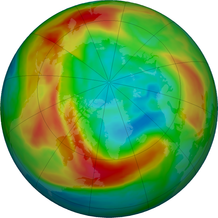 Arctic ozone map for 14 February 2020